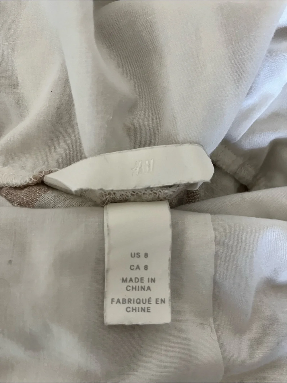 H&M Beige and White Striped Linen-Blend Maxi Jumper with Tie Waist